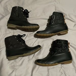 Two pairs of Sperry boots rain snow black 6.5